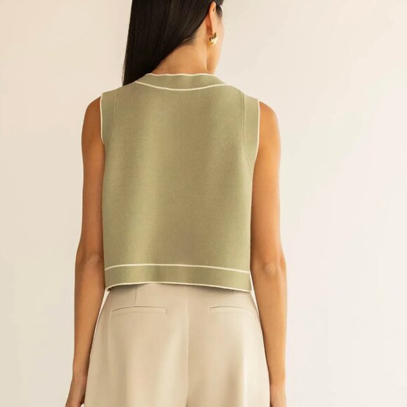 OAK+FORT Button Up Sweater Vest in Tea Cream Size XXS (NWT) - Picture 4 of 5